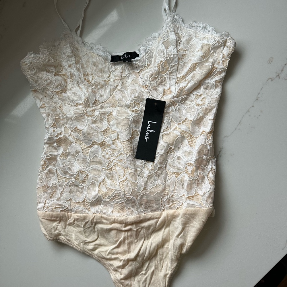 Lulu's Ivory Lace Bodysuit